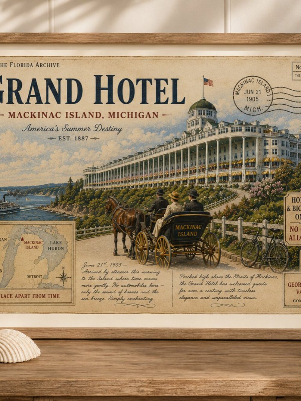 Vintage Mackinac Island Grand Hotel Canvas Print | Retro Michigan Wall Art - Picture 6 of 10